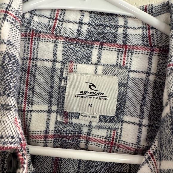 Rip Curl Flannel Plaid Gray Shirt Button Up Long Sleeve Boys Size M NWT - Picture 4 of 4